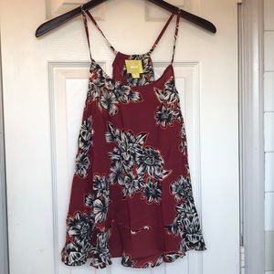 Maeve Anthropologie red/rouge flower tank top